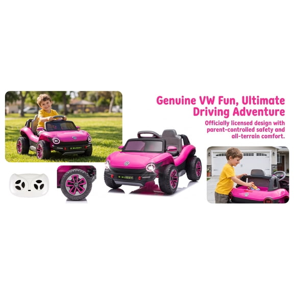 12V Licensed Volkswagen Beetle Kids RideOn Car,2.4G Remote Control,4Wheel Suspension,Bluetooth,Storage for Ages 35