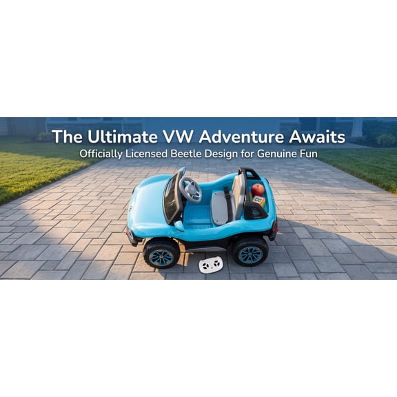 12V Licensed Volkswagen Beetle Kids RideOn Car,2.4G Remote Control,4Wheel Suspension,Bluetooth,Storage for Ages 35
