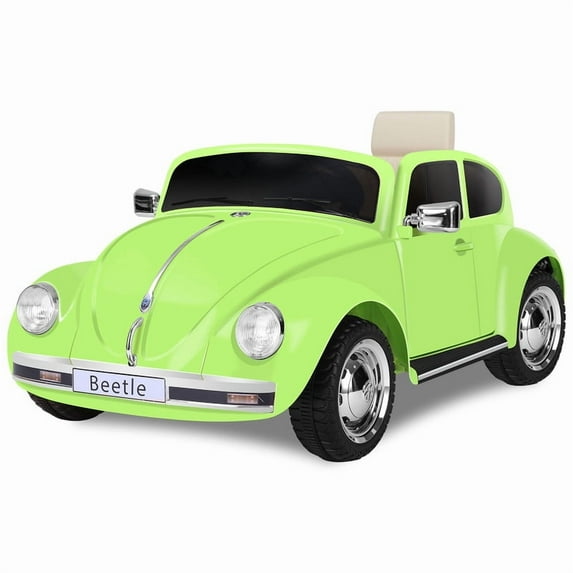 12V Licensed Volkswagen Beetle Ride-On Car for Toddlers, Remote Control, LED Lights, 3 Speeds, Music & Bluetooth, for Kids Ages 3-5, Green