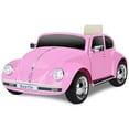 thumbnail image 1 of 12V Licensed Volkswagen Beetle Ride-On Car for Toddlers, Remote Control, LED Lights, 3 Speeds, Music & Bluetooth, for Kids Ages 3-5, Pink, 1 of 7
