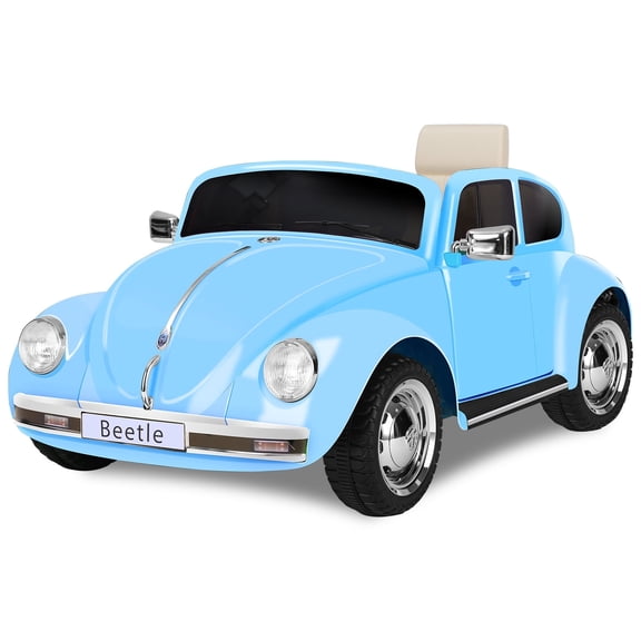 12V Licensed Volkswagen Beetle Ride-On Car for Toddlers, Remote Control, LED Lights, 3 Speeds, Music, for Kids Ages 2-5, Blue