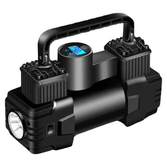 12V Mini Air Compressor Dual Cylinder Heavy Duty Tire Inflator with LED Light Car Electric Air Pump Auto Inflatable Pump