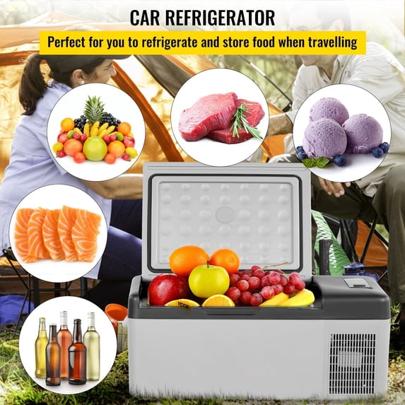 12V Mini Fridge 16QT, Portable Car Refrigerator w/ -4°F-68°F, App Control, 12/24V DC & 110-240V AC for Truck RV Boat Camping Home Use, Electric Compressor Cooler