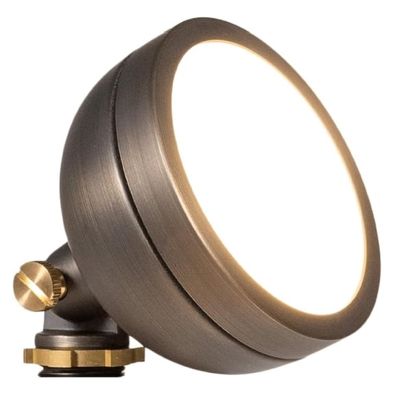 12V Mini Round Brass Frosted Flood Light (Bronze) with 3W 2700K Warm White G4 LED Bulb for Low age Landscape Lighting of Outdoor Wall, Garden or Yard