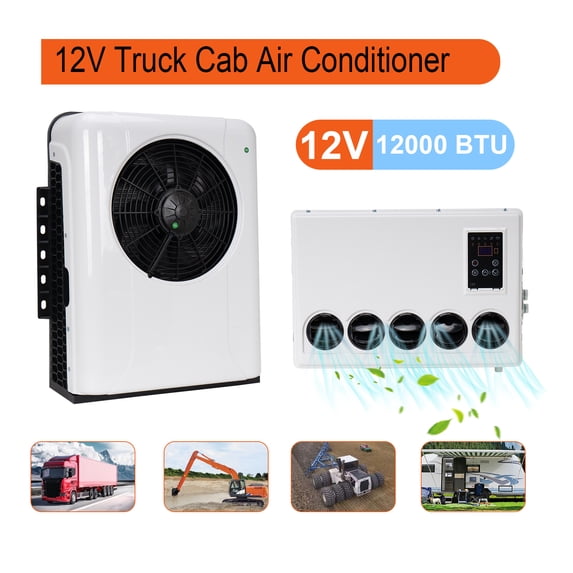 12V Mini Split Air Conditioner for Semi-Truck/RV, 12000 BTU Engine-Off DC Cooling AC Unit, Up to 960W, Remote Control