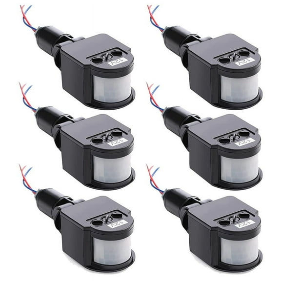 12V Motion Sensor Pir Sensor Automatic Infrared Sensor Motion Detector Light Switch Outdoor Pir for Wall Indoor Outdoor,6 x motion sensor,Black