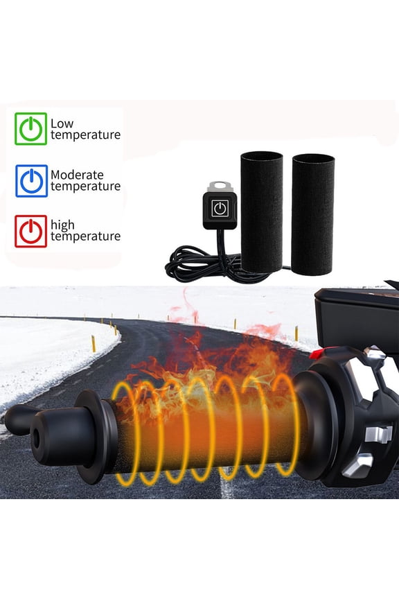 12V Motorcycle Heated Hand Grips with 3-Level Temperature Control, IP67 Waterproof Quick Heating Handlebar Warmer Kit for Riding