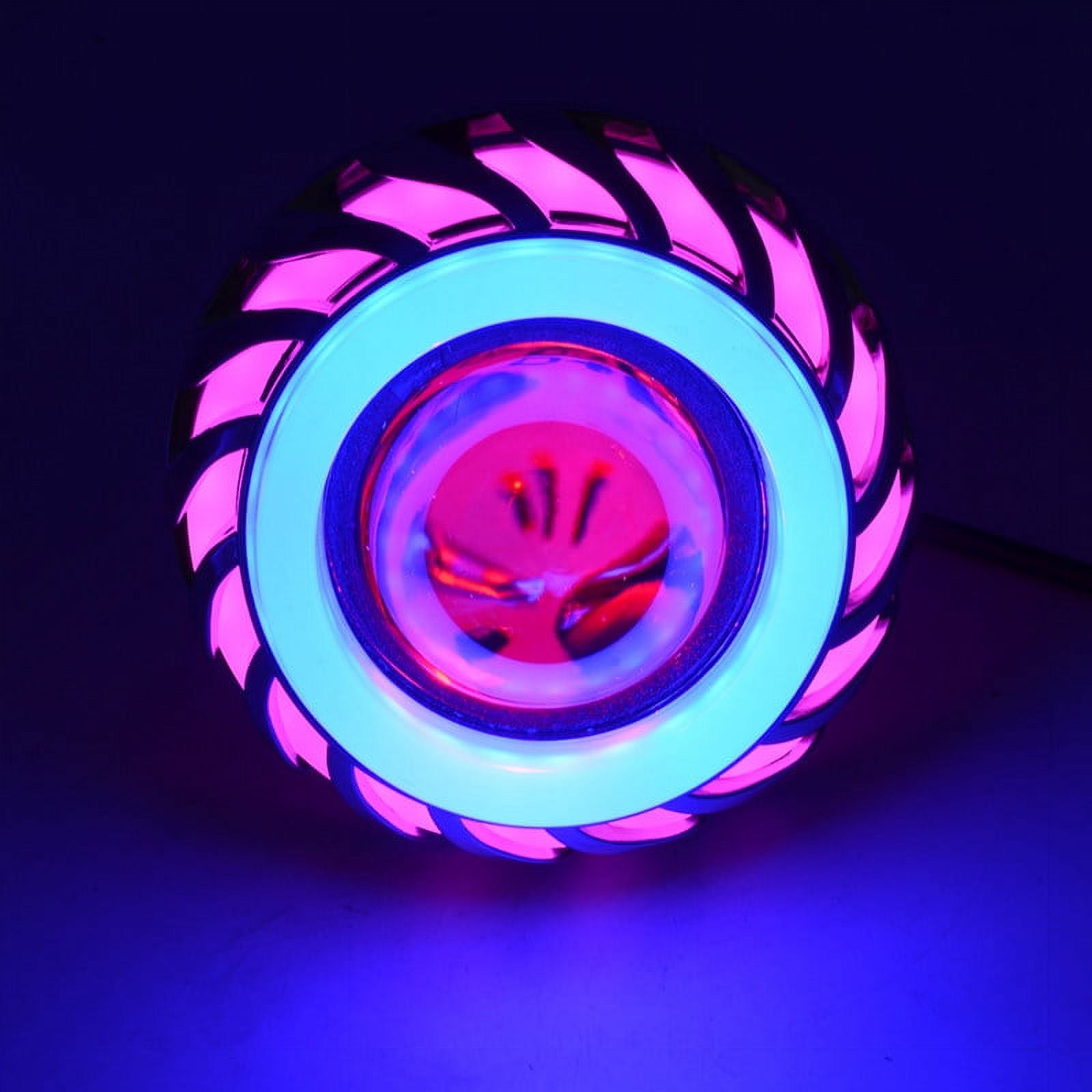 12V Motorcycle Light Lamp Projector Lens Light With Led Angel Devil Eyes Headlight 30W 1200Lm 200000H Double Aperture Light(Pink and Blue)