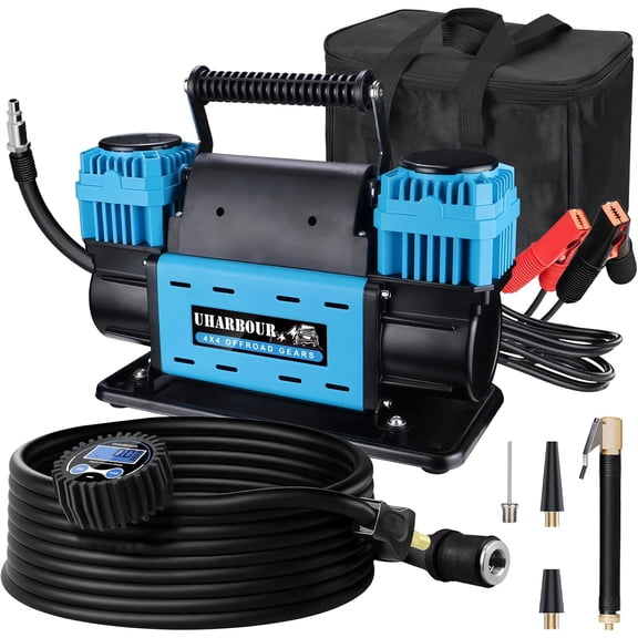 12V Offroad Air Compressor Dual Compressor with Digital Pressure Gauge, 12 Volt Off Road Air Compressor Heavy Duty comes with Carrying Bag