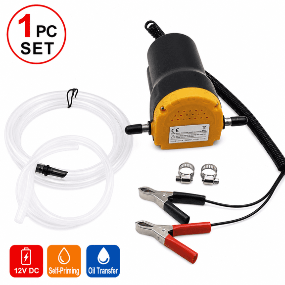 12V Oil Extractor Pump Electric Fluid Transfer Auto Kit, Black, 1pc