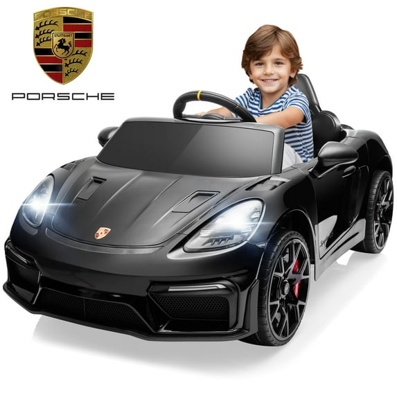 Porsche 718 12V Power Kids Ride on Car with Remote Control, Kids Electric Car to Drive, Toddler Car with Bluetooth/MP3/Lights, Gift for Boys Girls Aged 3-5, Black