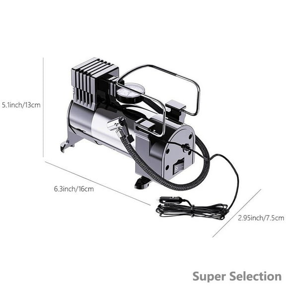12V Portable Air Compressor For Car Tires, 35L/min 120W Heavy Duty Tire Inflator With Pressure Gauge, DC Electric Air Pump For Cars, Bikes, Inflatable Toys, Includes 3 Nozzles,Silver
