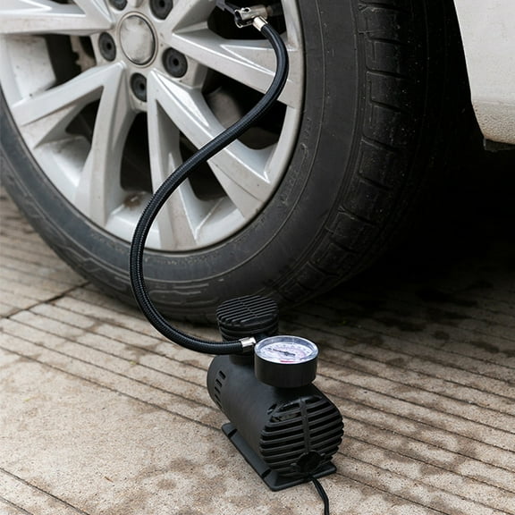 12V Portable Air Compressor Tire Inflator with Gauge, Electric Air Pump for Car Tires, Motorcycle, Bike, Sports Balls, RV, SUV, Truck, Auto Accessories, Emergency Roadside Kit, Fast Inflation