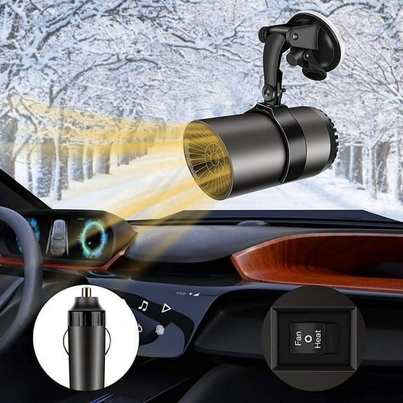 12V Portable Car Heater, Defroster for Windshield, 2 in 1 Heating & Cooling Fast Heating Defogger with Suction Holder