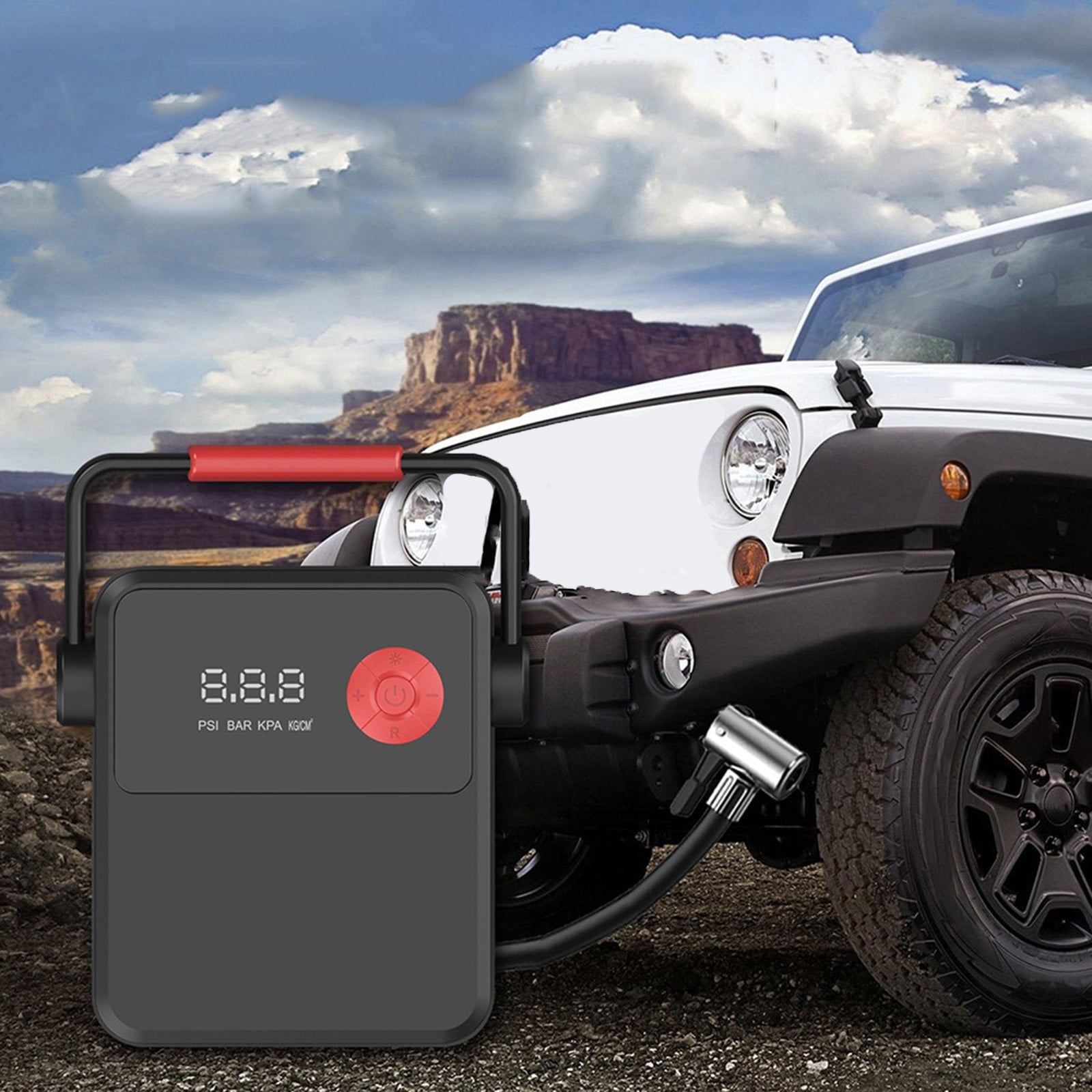12V Portable Car Tire Inflator - 120W Digital LED Display Blast Pump with Emergency Repair, 2.8m Power Cord, 22mm Cylinder, Preset Pressure Modes for Vehicles