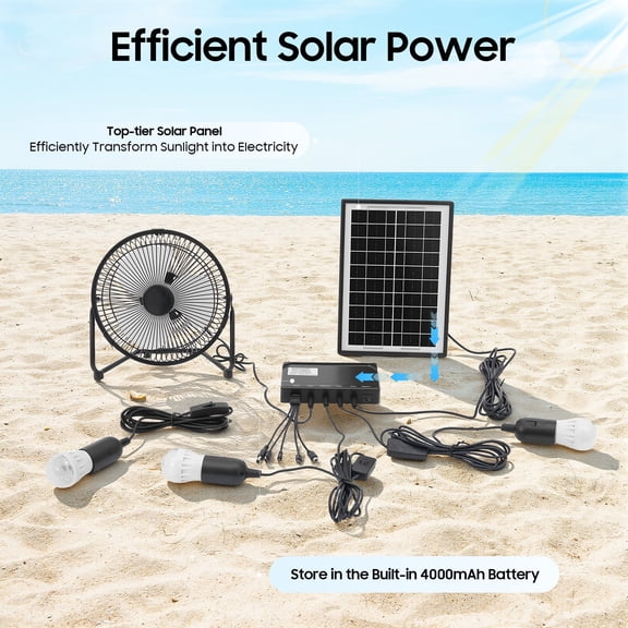 12V Portable Solar Power Panel Generator Kit Camping Battery Pack Power Station for Home Lighting, Camping