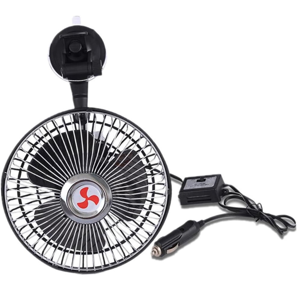 12V Portable Vehicle Auto Car Fan Oscillating Suction Cup 6" Auto Cooling Fan-Suction cup