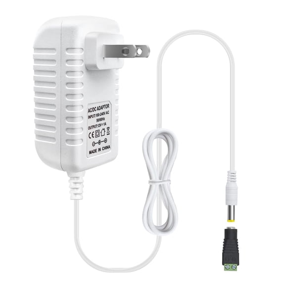 12V Power Supply, 12 Volt 1A 12W DC Power Supply, White Switching LED Power Adapter, AC 110V to 12V Wall Mounted Transformer Plug for LED Strip Lights with 5.5/2.1 DC Female Connector