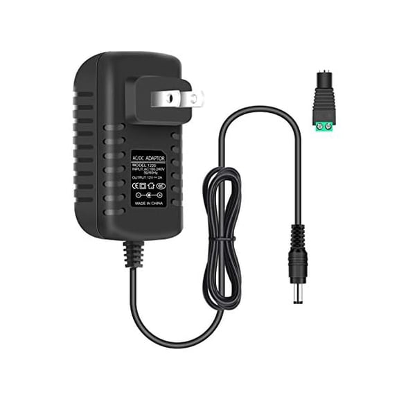 12V Power Supply, 12 Volt 2A 24W DC Power Supply, Black LED Power Adapter, AC 110V to 12V Wall Mounted Transformer Plug for LED Strip Lights with 5.5/2.1 DC Female Connector