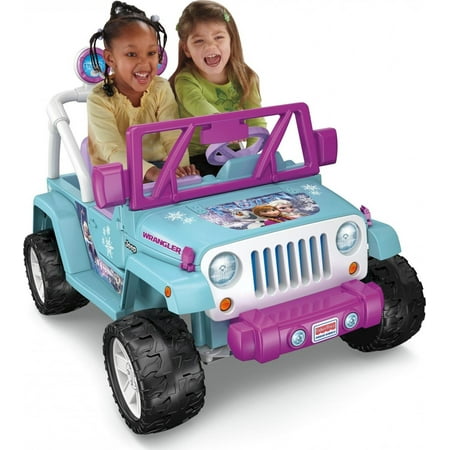 12V Power Wheels Disney Frozen Jeep Wrangler Battery-Powered Ride-On Toy Vehicle with Music & Sounds