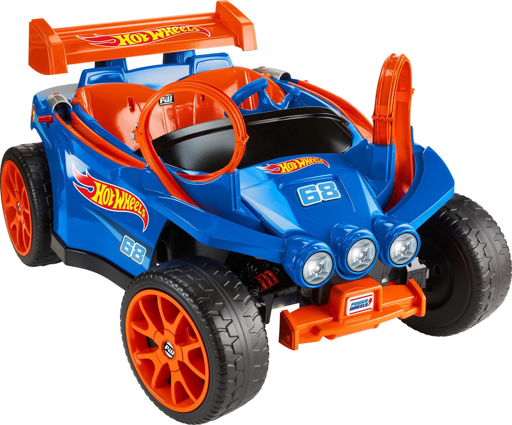 12V Power Wheels Hot Wheels Racer Battery-Powered Ride-On and Vehicle  Playset with 5 Toy Cars