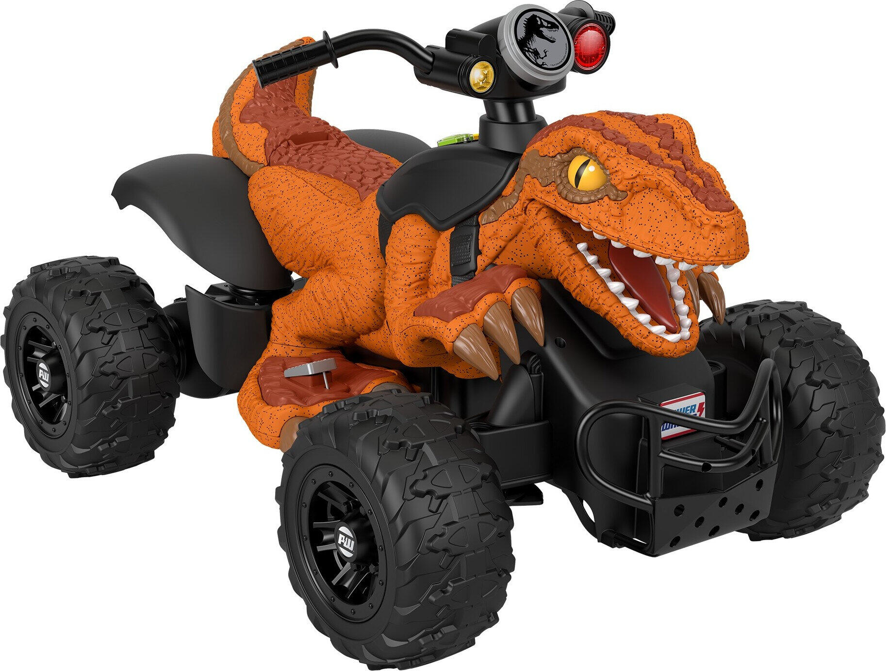 12V Power Wheels Jurassic World Dino Racer Battery-Powered Ride-On ATV Dinosaur Toy, Orange - image 1 of 7