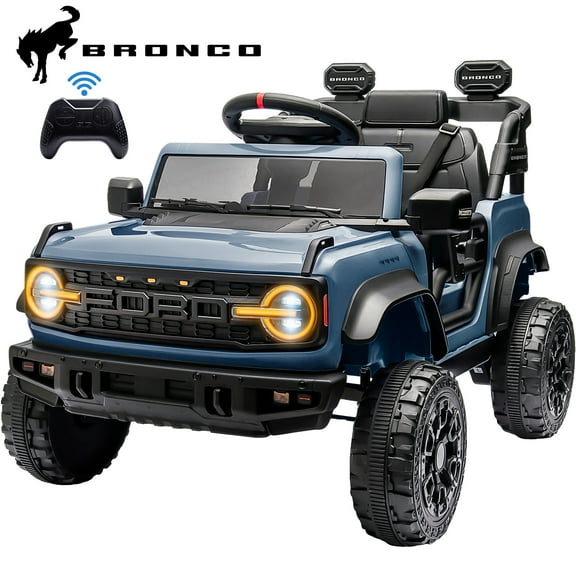 12V Powered Ride on Car, Ford Bronco Raptor Ride on Toys with Remote Control, Battery Powered Ride on Trucks with Bluetooth Music, LED Light, Kids Car Electric Vehicle for Boys Girls Gifts, Blue
