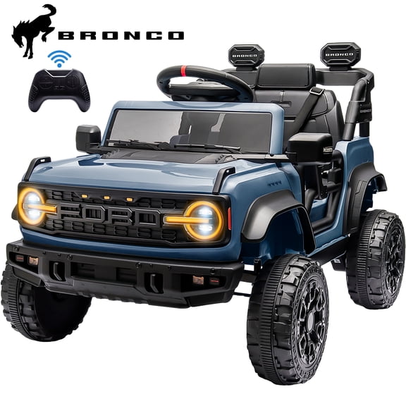 12V Powered Ride on Car, Ford Bronco Raptor Ride on Trucks Toys with Remote Control, Electric Ride on Vehicle with Bluetooth Music, LED Light, Electric Car for Kids Boys Girls Ages 3-6 Gifts, Blue