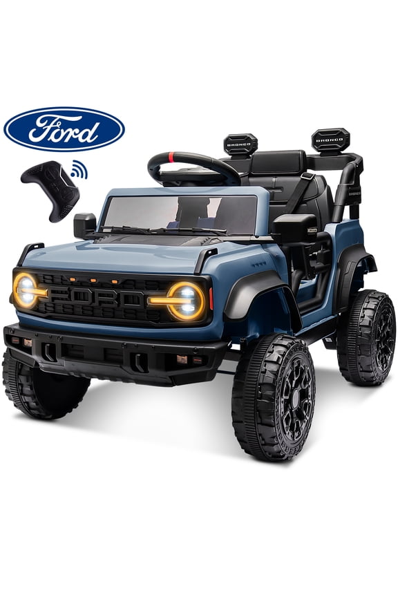 12V Powered Ride on Car Toy, Ford Bronco Raptor Kids Electric Vehicle Car with Parent Remote, Battery Powered Ride on Truck for Boys Girls w/ Rear Wheel Suspension, Bluetooth, Blue