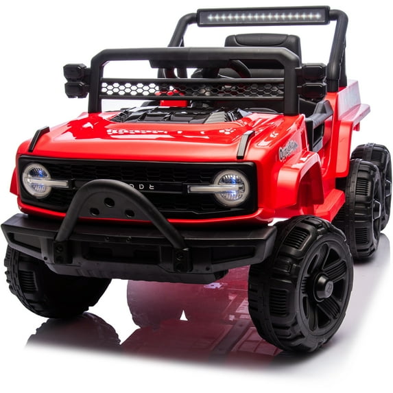 iRerts 12V Ride on Cars with 6 Wheel, Powered Ride on Toys with Remote Control, Bluetooth, Music, USB/MP3/Microphone Ports, Six-Wheel Suspension, Electric Cars for Kids 3-6 Ages Gift, Red
