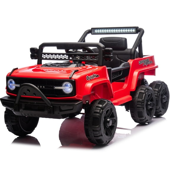 iYofe 12V Powered Ride on Toy Cars for Kids Toddlers with Remote Control, Bluetooth, Music, LED Lights, USB/AUX Ports, 6 Wheels Suspension, Red