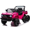 thumbnail image 1 of iYofe 12V Powered Ride on Toy Cars for Kids Toddlers with Remote Control, Bluetooth, Music, LED Lights, USB/AUX Ports, 6 Wheels Suspension, Pink, 1 of 11