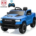 thumbnail image 1 of 12V Ride on Cars with Remote Control, Licensed RAM 1500 Kids Ride on Toys for Toddlers Boys Girls Ages 3-6, Kids Electric Cars with Bluetooth, Music, Back Storage, LED Light, Blue, 1 of 11