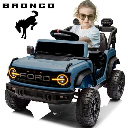 12V Powered Ride On Cars One Seater, Licensed Ford Bronco Raptor Electric Car with Remote, Spring Suspension, 2x25W Motor, Bluetooth, 2.48MPH Max, Kids Ride on Toys for Ages 3-8, Blue