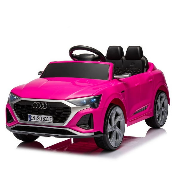 12V Powered Ride on Cars with Remote Control, Licensed Audi SQ8 Ride on Toys for Kids, 4 Wheel Suspension Electric Toy Cars with Soft Start, Music, LED, Electric Car for Boys Girls Aged 3+, Pink