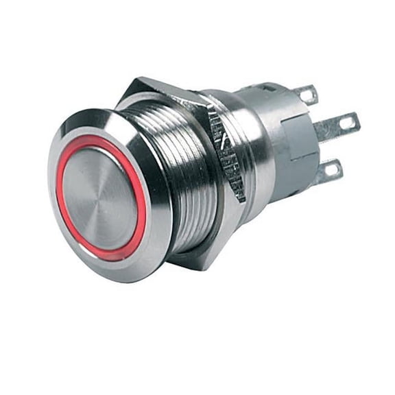 12V Push-Button Switch Momentary On & Off - Red LED