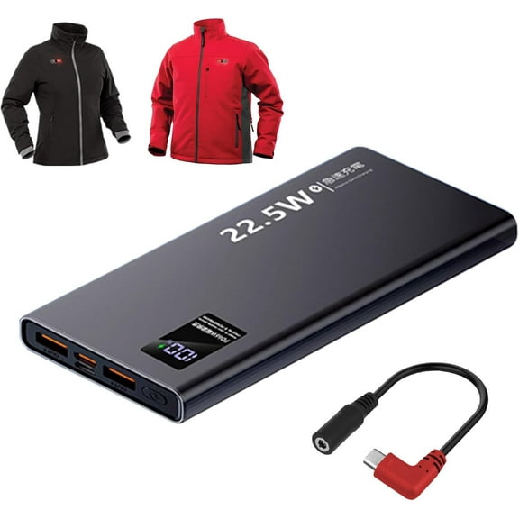 12V QC3.0 Heated Jacket Battery PD Power Bank with Type-C Step Up Adapter Charger Cable Compatible with Milwaukee, M12, Makita, Snapon, Metabo, Craftsman, AEG Gear