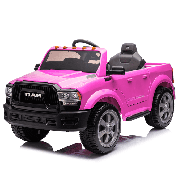 12V RAM 2500 Kids Ride On Pickup Truck with Remote Control, Bluetooth and Storage, Pink