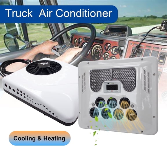 12V RV Air Conditioner Kit Heating&Cooling 8000BTU Rooftop Electric AC Unit for Semi Truck, Motorhome, Van, Tractor, Bus