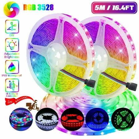 12V RV Camper LED Awning Light Set w/IR Remote 24key RGB 16.4FT 5M 3528 Waterproof US,For Car