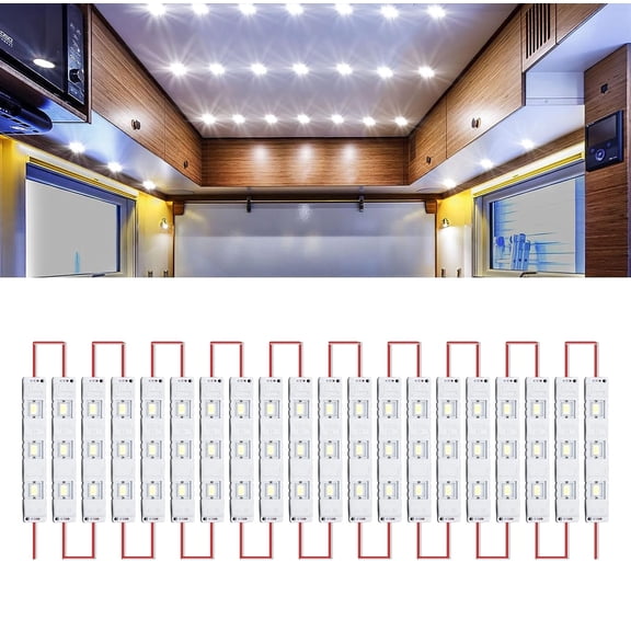 12V RV Interior Lighting LED Van Lights, 20 Modules Strip Ceiling Lamp Trailer Boat Cargo