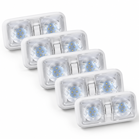 12V RV LED Interior Lights, Daylight 6500K, 8W 600LM, Pack of 5 for Van, Trailer, Camper, Boat