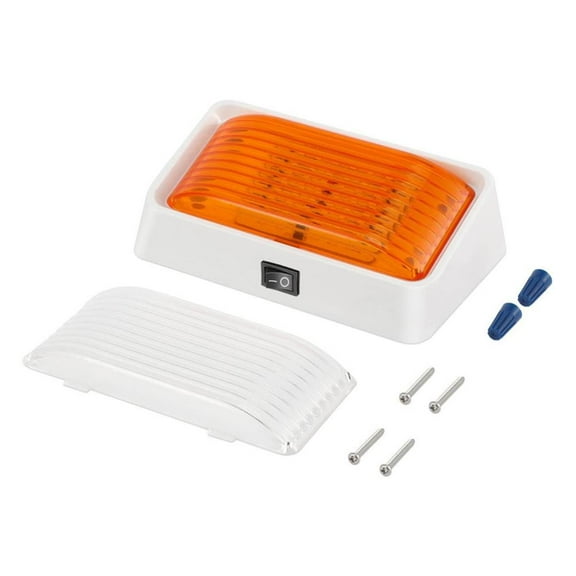 12V RV Porch Light w/ Switch Awning Motorhome Camper Clear & Amber Lens