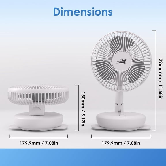 12V RV Wall Mount Fan 7 inch Quiet Oscillating Air Circulator with LED Light for Camper Van Car Boat Bedroom