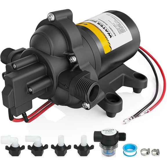 12V RV Water Pump, 4.0 GPM 45 PSI Diaphragm Pump, 12Volt Quiet Fresh Water Pump with Pressure Switch, Self Priming Pressure Pumps for RV Camper Boat Marine Food Truck