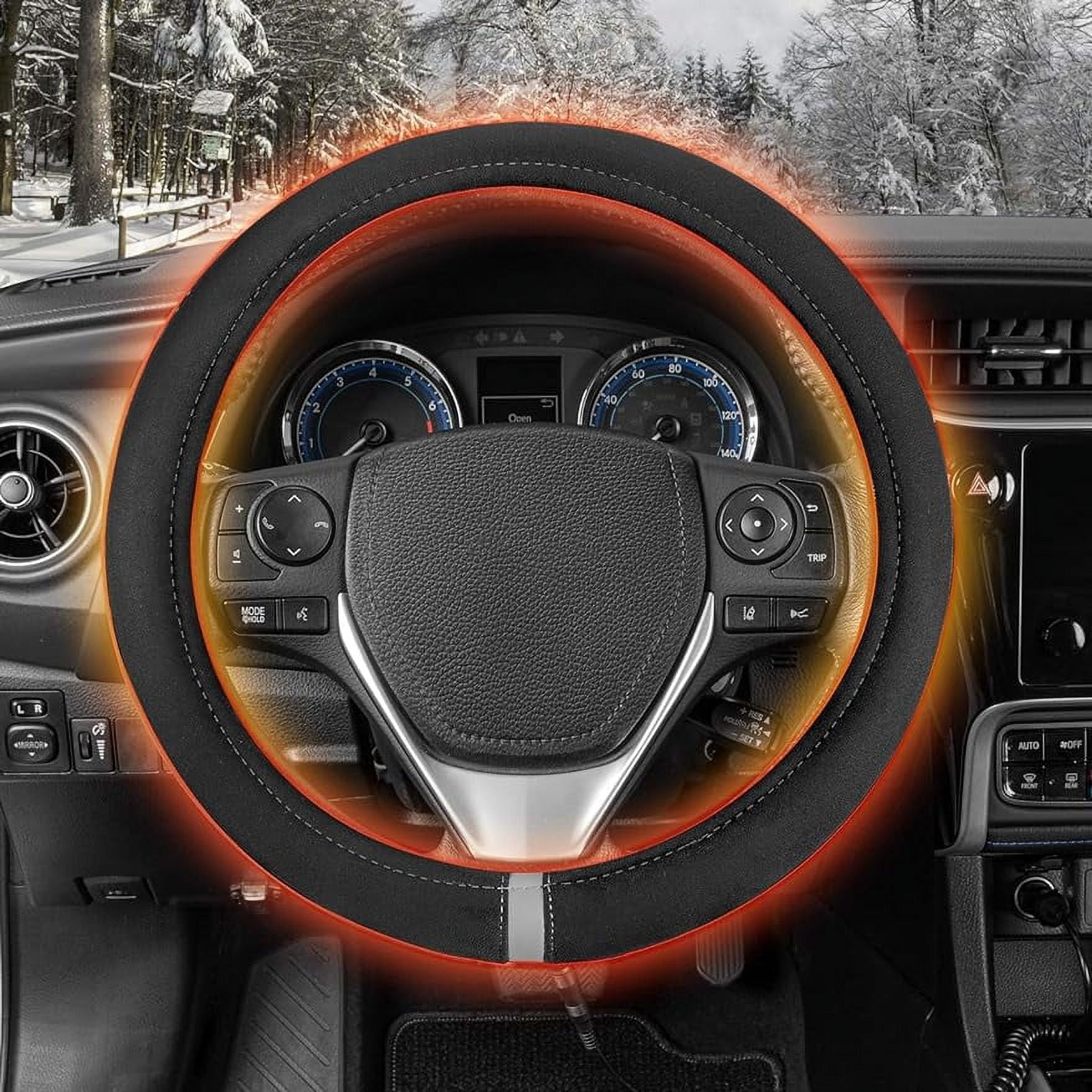 12V Rechargeable Car Heated Steering Wheel Cover,Winter Warm Heated