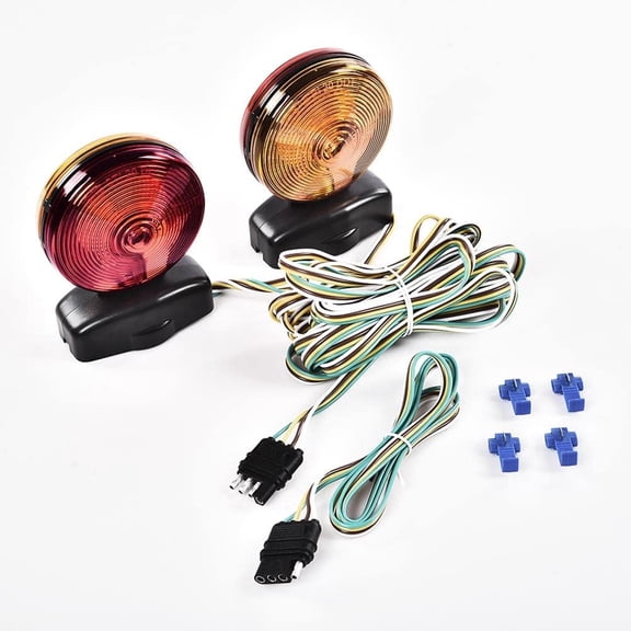 12V Red & Amber Magnetic Towing Trailer Light Kit Turn Brake Running Lights for Trailer RV Boat Truck Car Bike Tow Dolly Two Sided