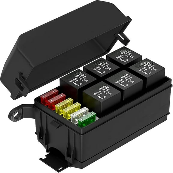 12V Relay Box 6 Slots Fuse Relay Block 6 Slots ATC/ATO Fuse and Relay Block with Relay Universal Fuse and Relay Box Kit for Truck Marine Boat