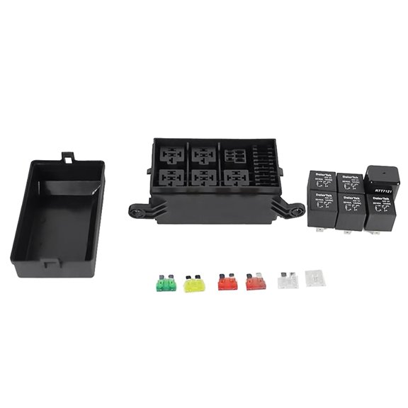 12V Relay Box 6 Way Universal Relay Fuse Box 6 Slots Relay Block ATC/ATO Fuse Block with Relay Kit for Car Truck