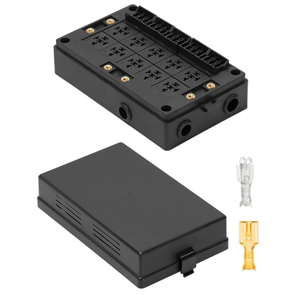 12V Relays Fuses Panel with 10 Slots & High Capacity for Car Truck Upgrades